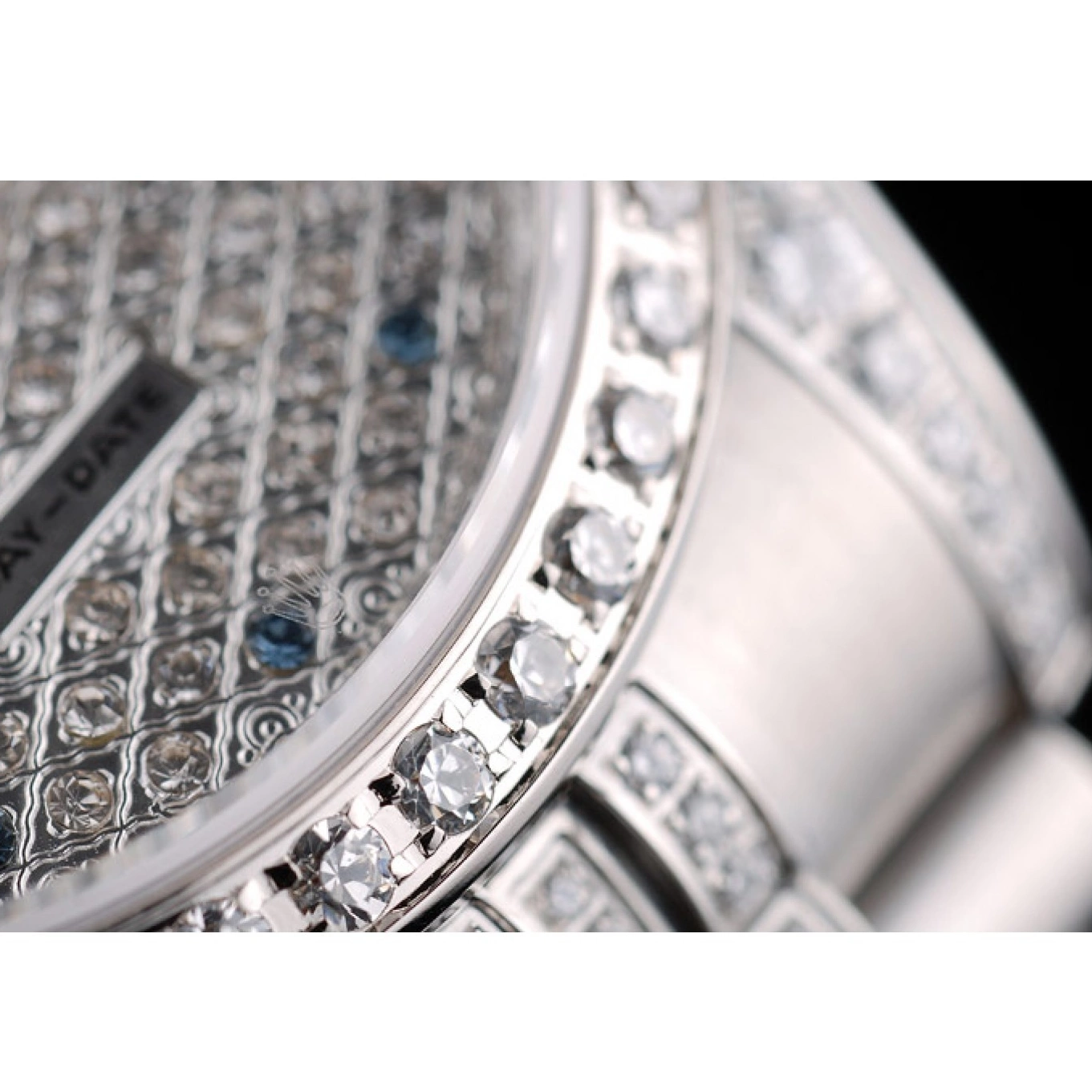 Aaa replica watch Plated Plated Steel Rolex Stainless Bracelet Dial Diamond Diamond DayDate 41985 0519